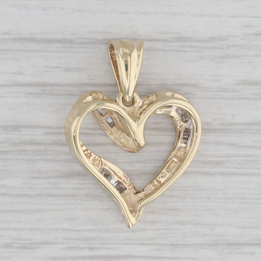 Gray 0.13ctw Diamond Open Heart Pendant 10k Yellow Gold