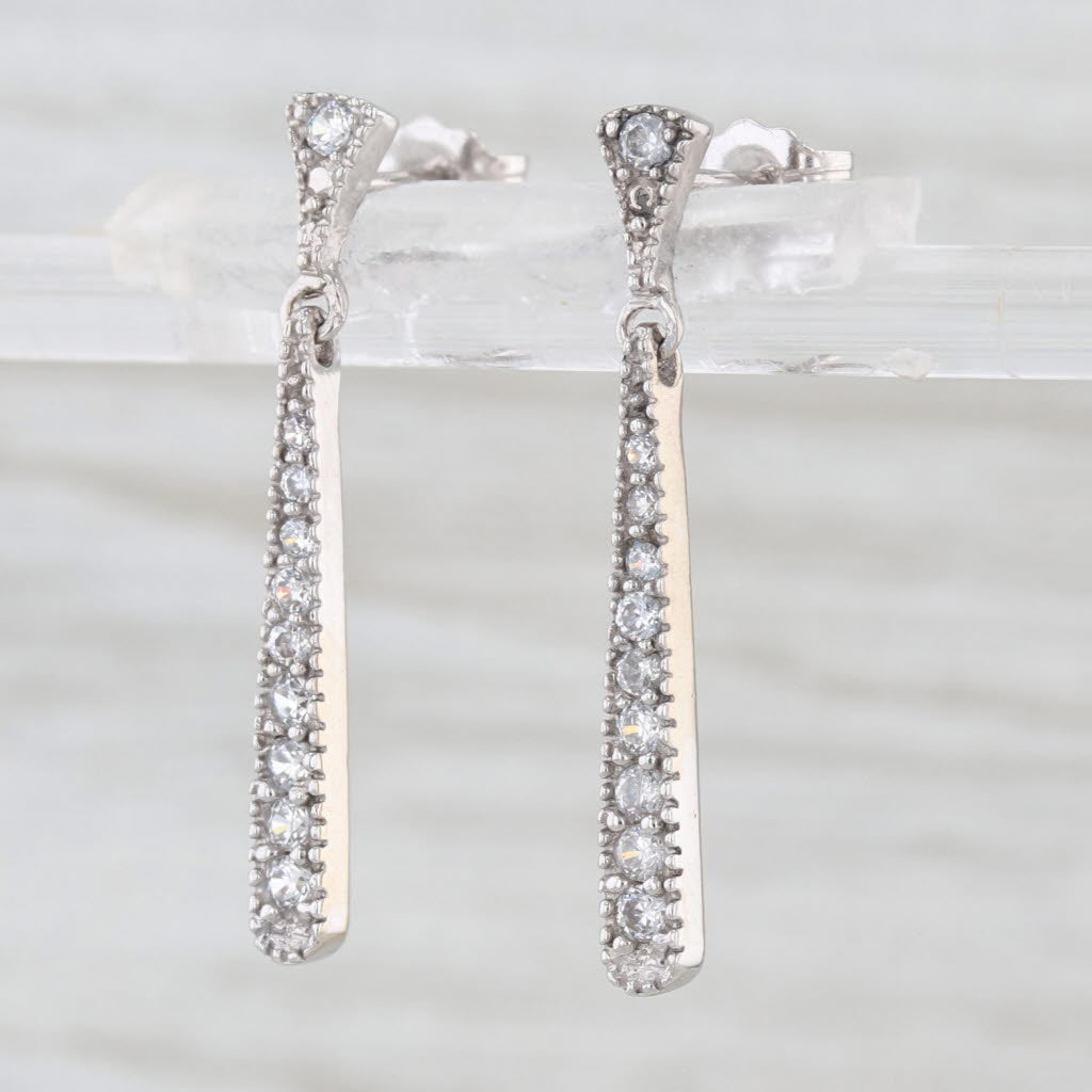 0.70ctw Cubic Zirconia Journey Teardrop Earrings 18k White Gold Dangles
