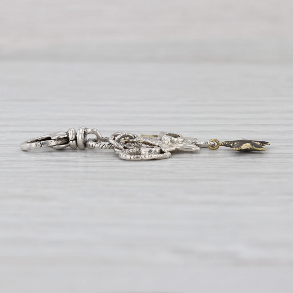Silpada Shoot for the Stars Heart Charm Pendant Sterling Silver Cubic Zirconia