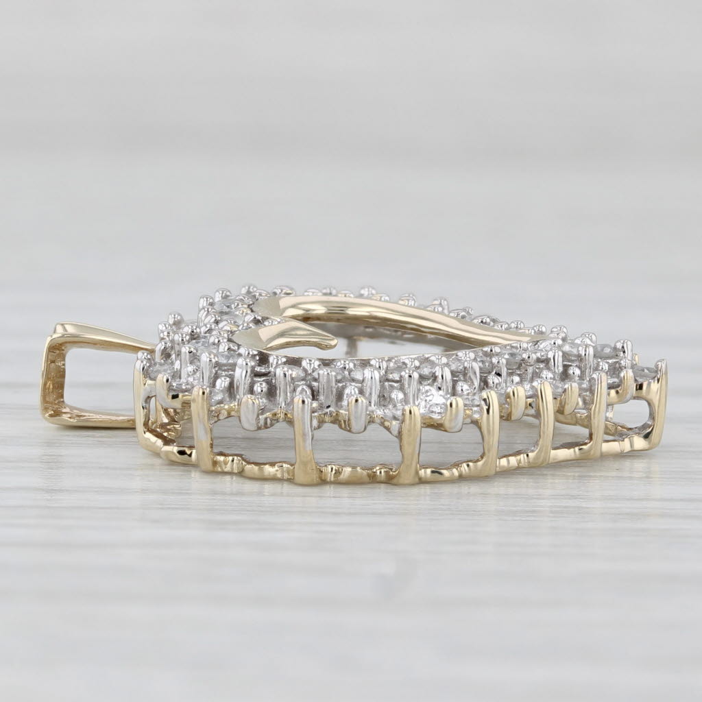 Light Gray 0.40ctw Diamond Cluster Halo Open Heart Pendant 10k Yellow Gold