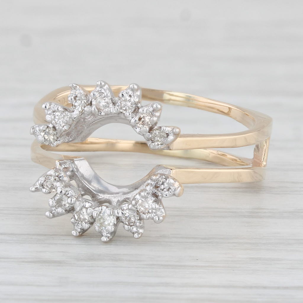 Light Gray 0.15ctw Diamond Ring Jacket Guard 14k Gold Size 7.5 Wedding Bridal