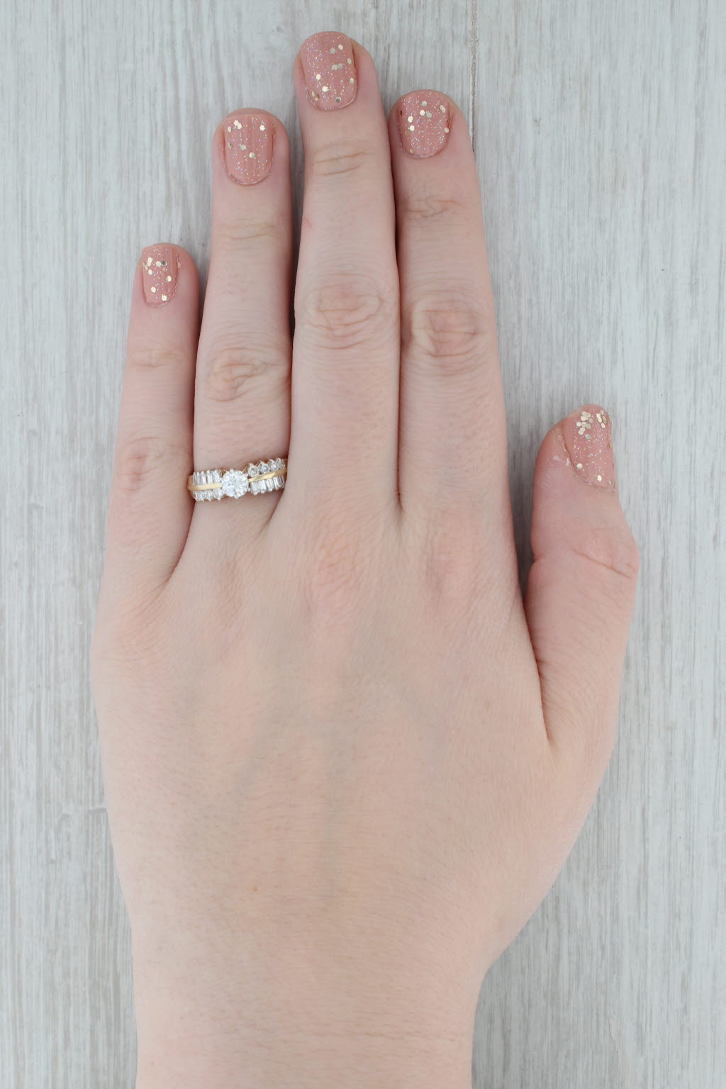 Gray 0.93ctw Round Diamond Engagement Ring 14k Yellow Gold Size 8