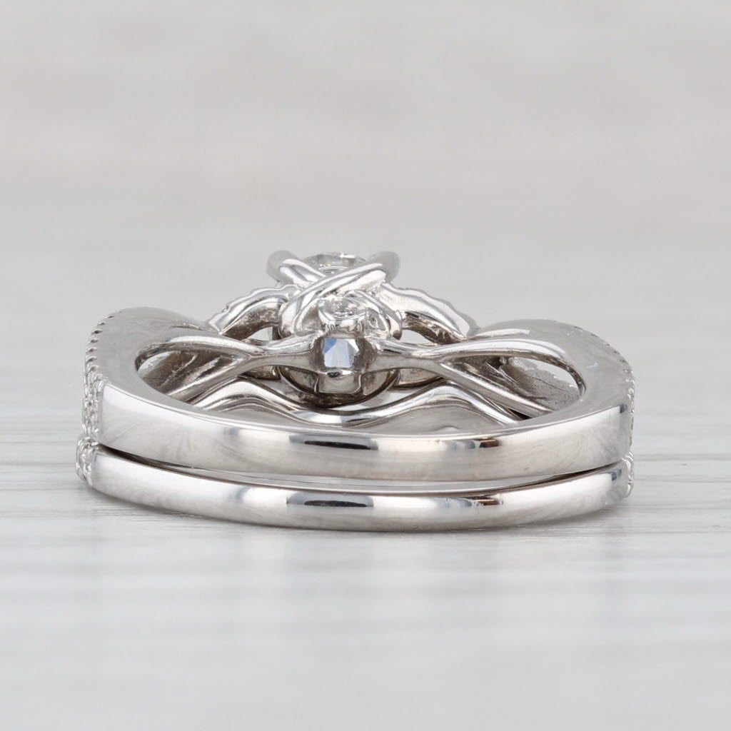 Light Gray Gabriel & Co 0.94ctw Diamond Engagement Ring Wedding Guard Band 14k Gold GIA