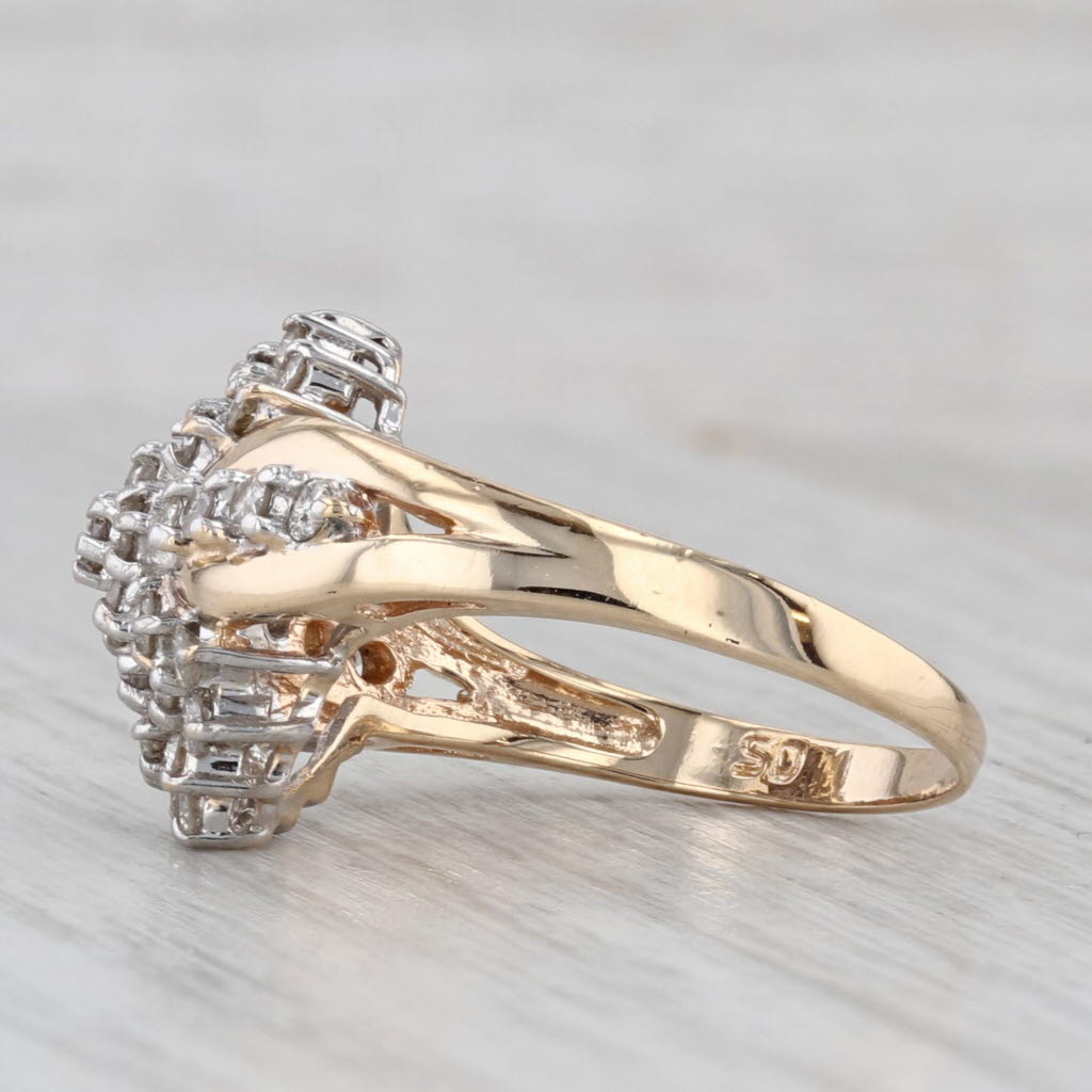 Gray 0.80ctw Diamond Cluster Ring 14k Yellow Gold Size 7 Cocktail