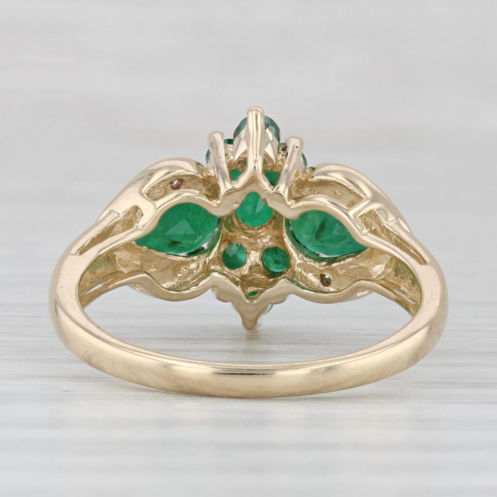 Light Gray 1.34ctw Emerald Cluster Diamond Ring 14k Yellow Gold Size 6