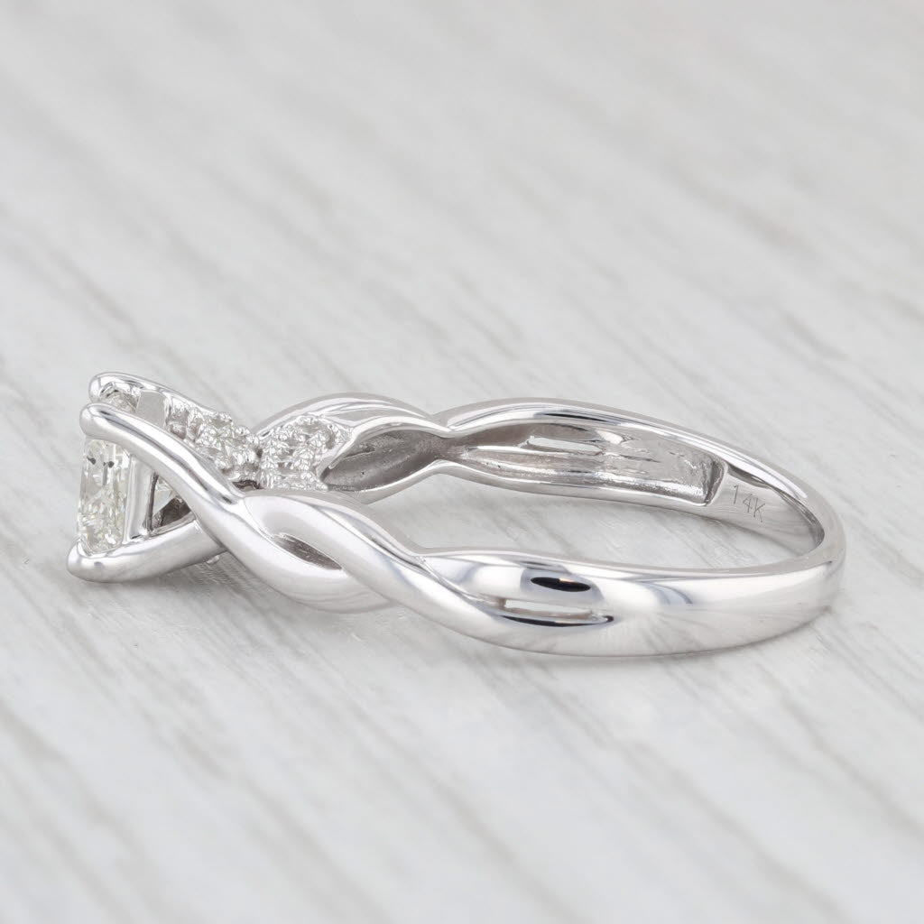 Light Gray 0.94 ctw Princess Cut Diamond Engagement Solitaire Ring 14K White Gold Size 7