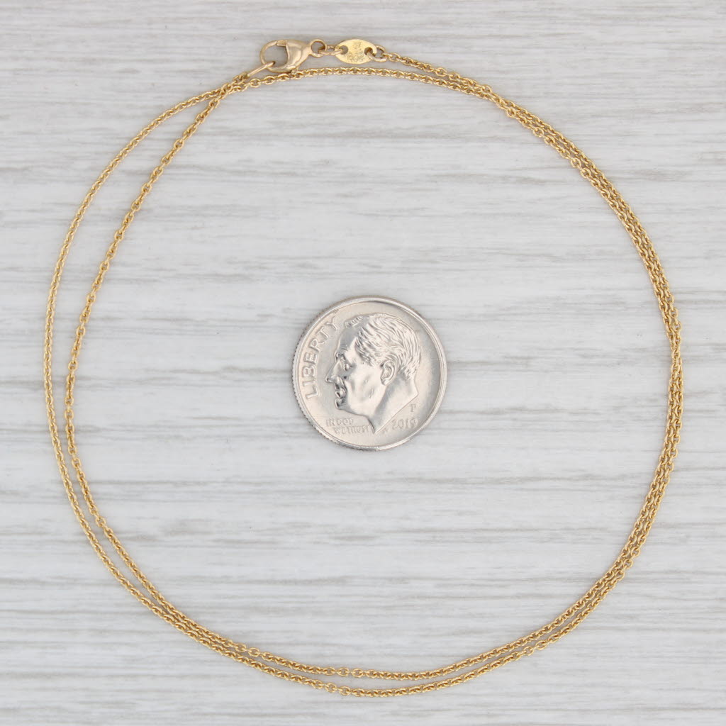 Light Gray 17.75" 0.7mm Cable Chain Necklace 14k Yellow Gold Lobster Clasp