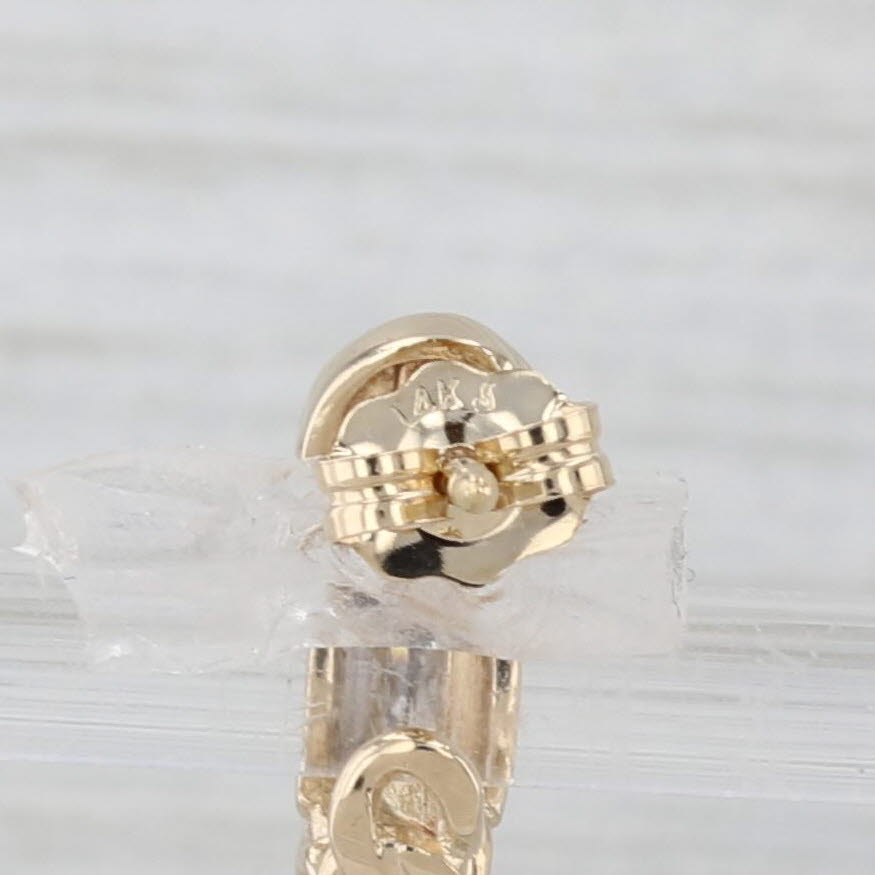 Light Gray Ruby Diamond J-Hook Earrings 14k Yellow Gold Small Studs