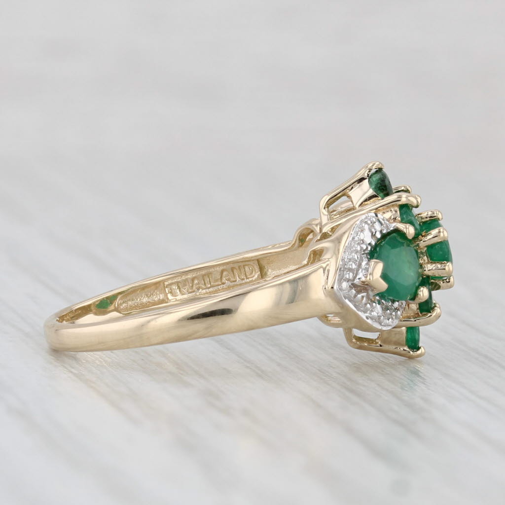 Light Gray 1.34ctw Emerald Cluster Diamond Ring 14k Yellow Gold Size 6