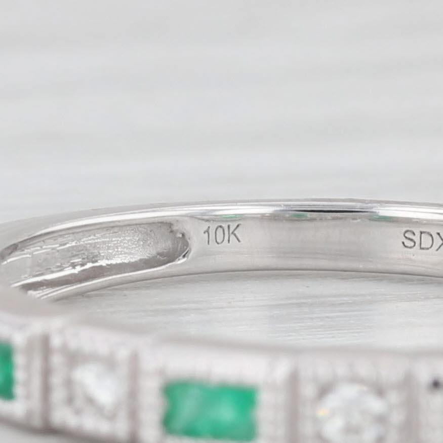 Light Gray New 0.20ctw Emerald Diamond Ring 10k White Gold Stackable Wedding Size 7