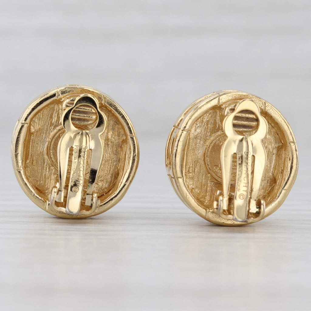 Light Gray Givenchy Imitation Mabe Pearl Earrings Clip On Studs Gold Toned