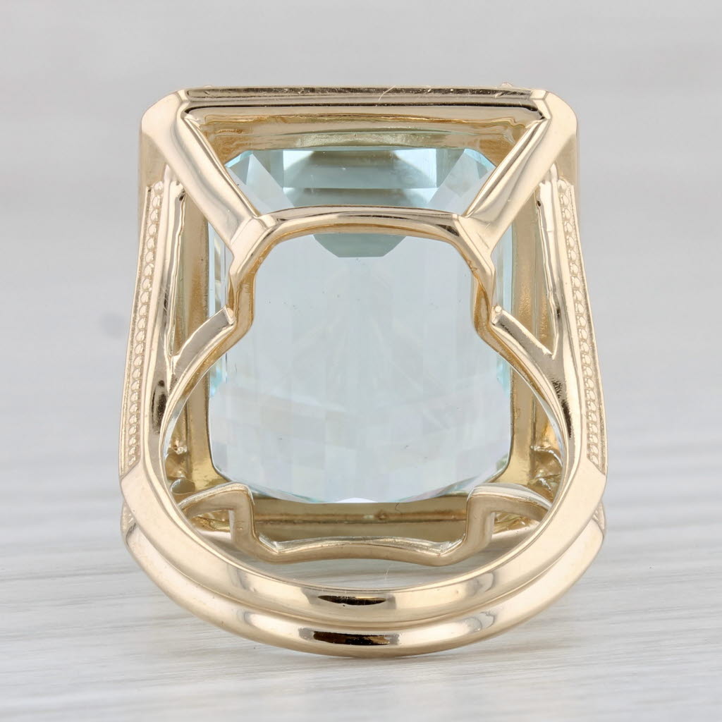 Gray 24.45ctw Aquamarine Diamond Halo Ring 14k Yellow Gold Size 6 Cocktail