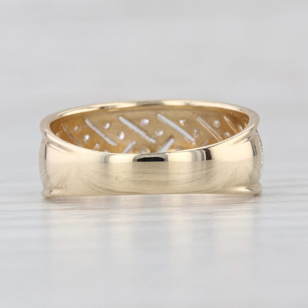0.15ctw Diamond Herringbone Pattern Ring 14k Yellow Gold Size 6-6.25
