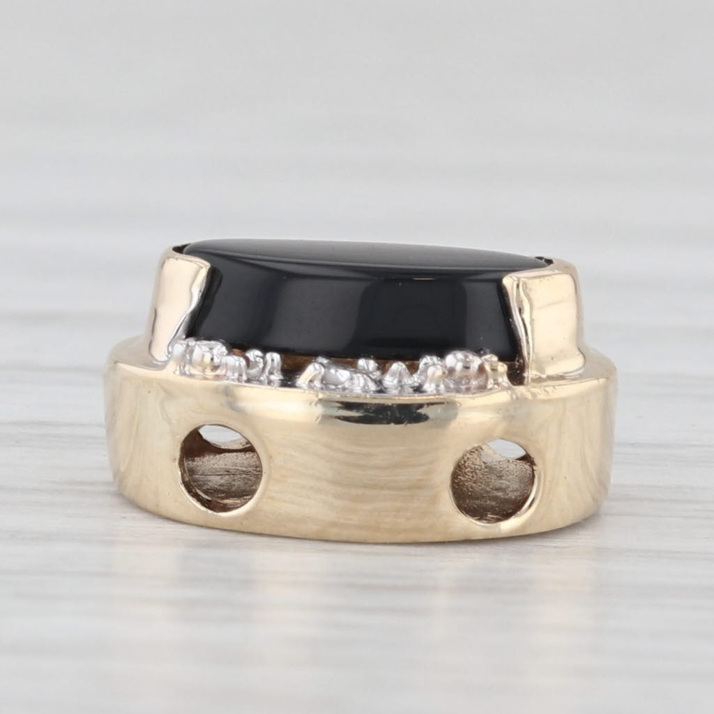 Light Gray Vintage Onyx Diamond Slide Bracelet Charm 14k Yellow Gold Richard Klein