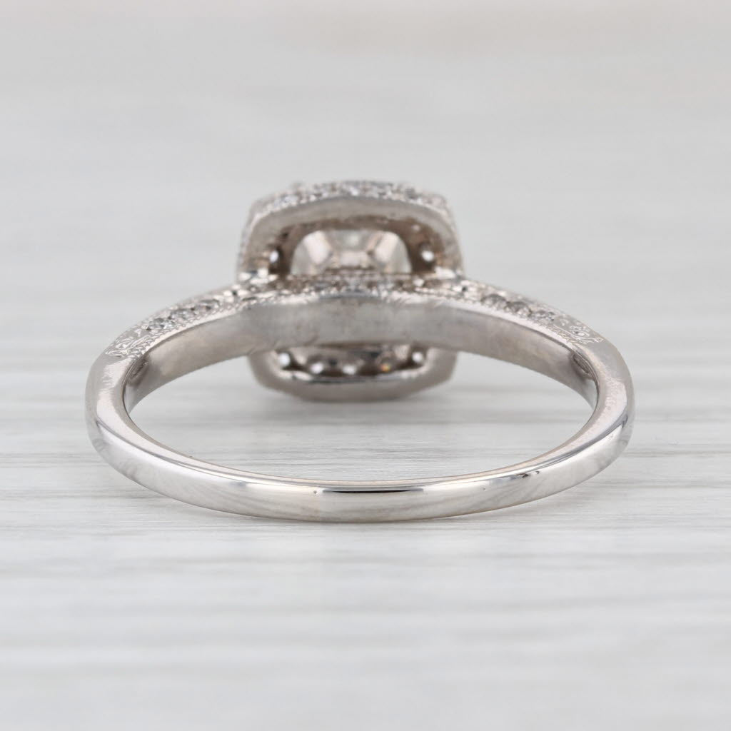 1.42ctw Cushion Diamond Halo Engagement Ring 14k White Gold Size 8.5 GIA