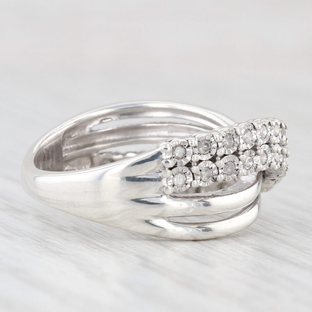 Light Gray Effy 0.25ctw Diamond Cross Over Ring Sterling Silver Size 7.25