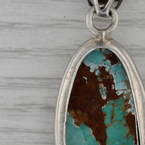 Imitation Turquoise Pendant Sterling Silver Baroque Cabochon Drop Vintage