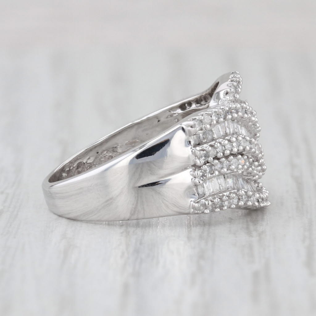 1.07ctw Pave Diamond Overlay Ring 10k White Gold Size 8
