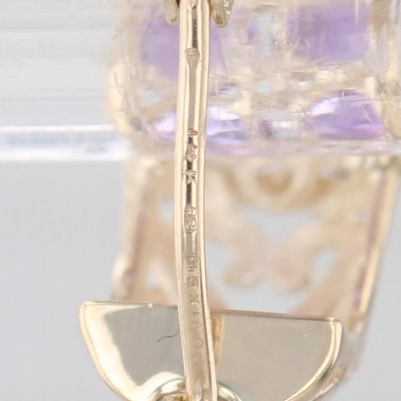 2.40ctw Amethyst Hoop Huggie Earrings 14k Yellow Gold Snap Top Round Hoops