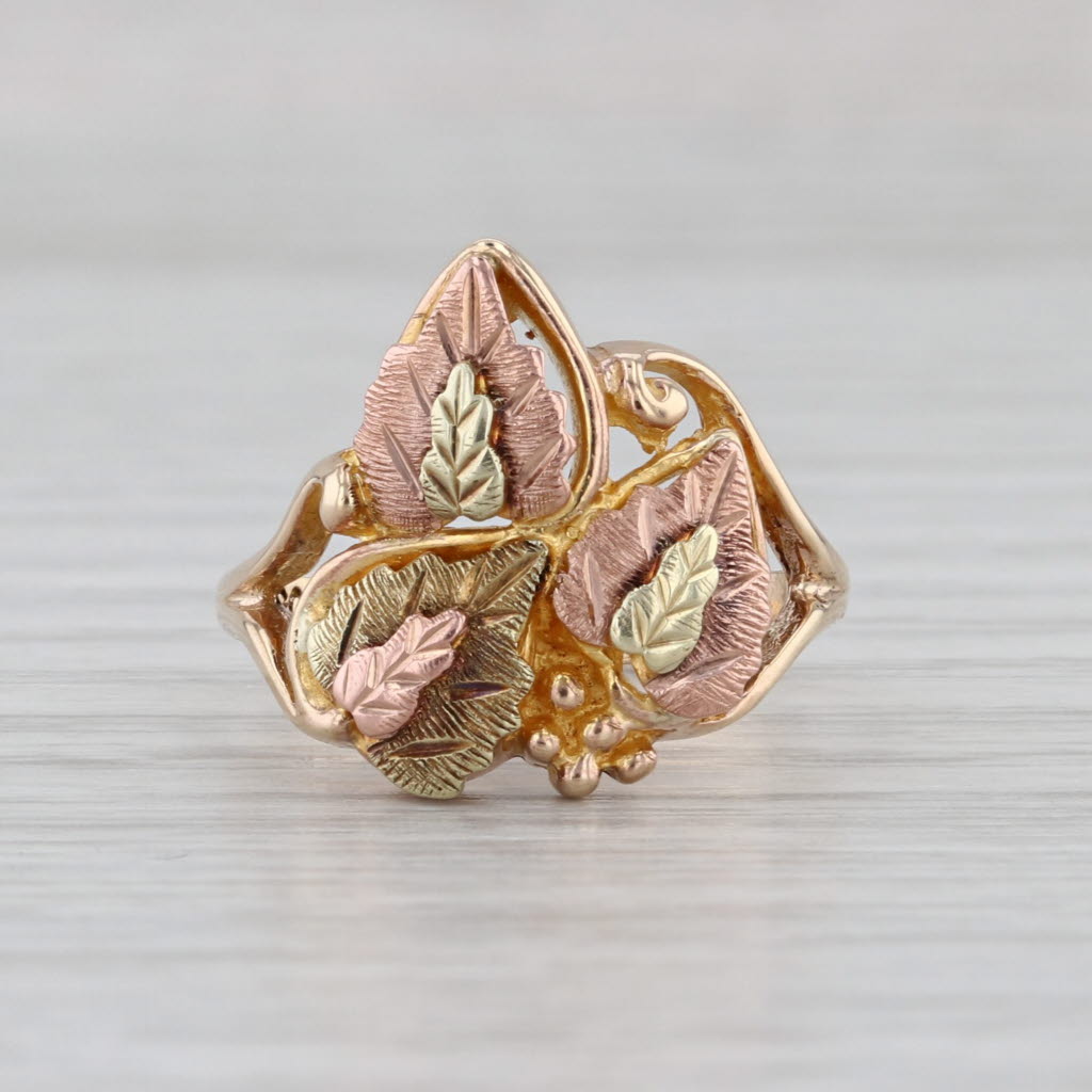 Black Hills Gold Jewelry Co Leaf Ring 10k Yellow Green Rose Gold Size 6.25