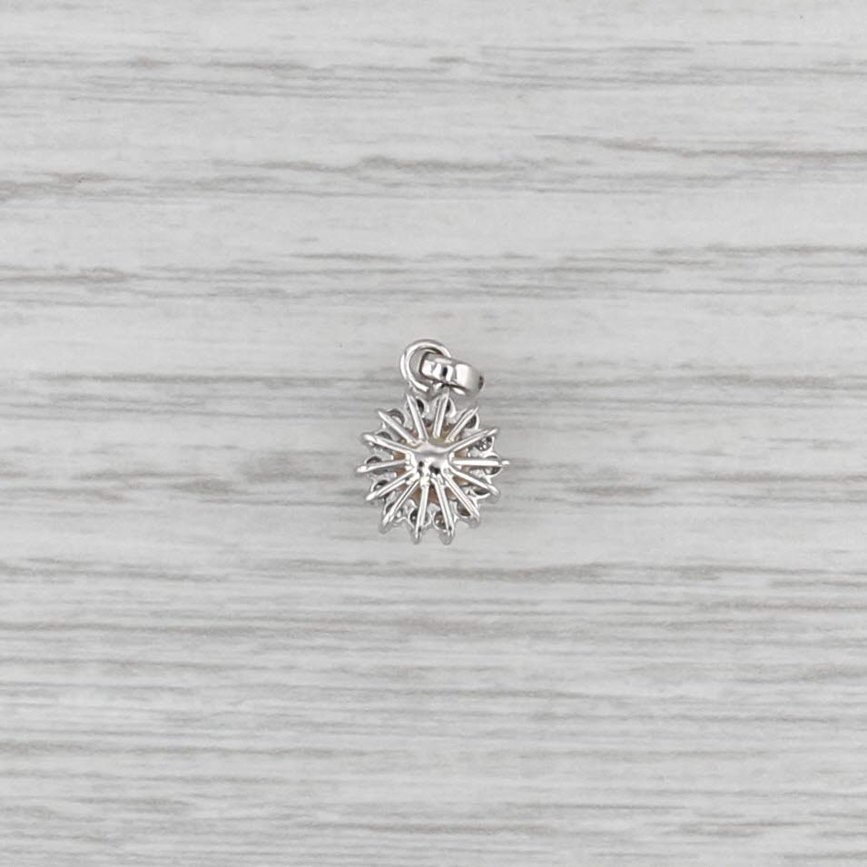 Small 5.1mm Cultured Pearl 0.16ctw Diamond Halo Pendant 14k White Gold