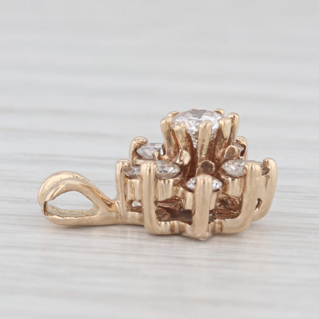 Light Gray 0.41ctw Flower Pendant 14k Yellow Gold Small Floral Drop