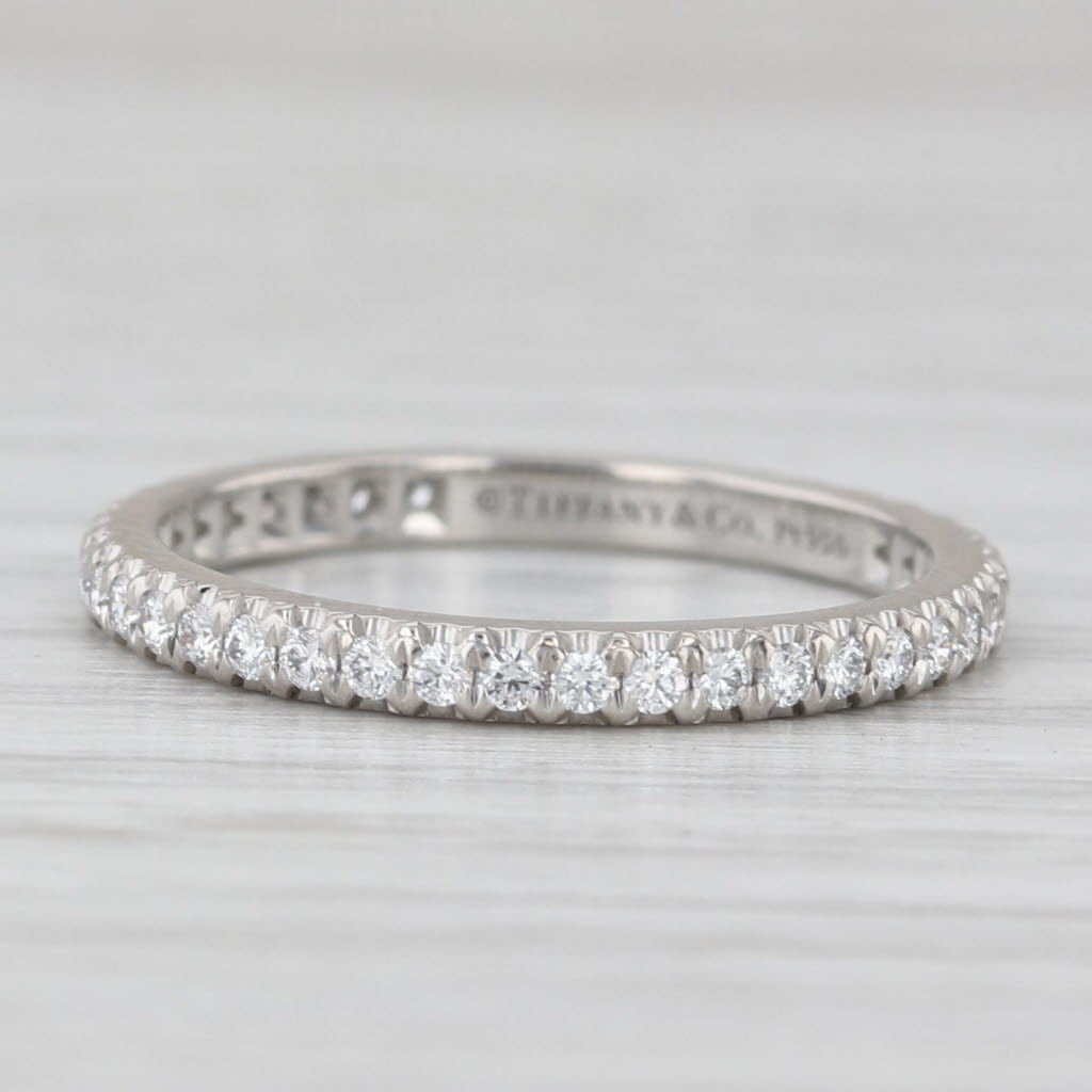 Light Gray Tiffany Soleste 0.33ctw Diamond Eternity Band 950 Platinum Wedding Ring Box