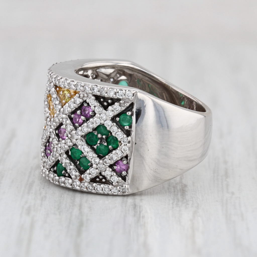 Le Vian 1.42ctw Diamond Sapphire Emerald Ring 14k White Gold Size 7 Cocktail