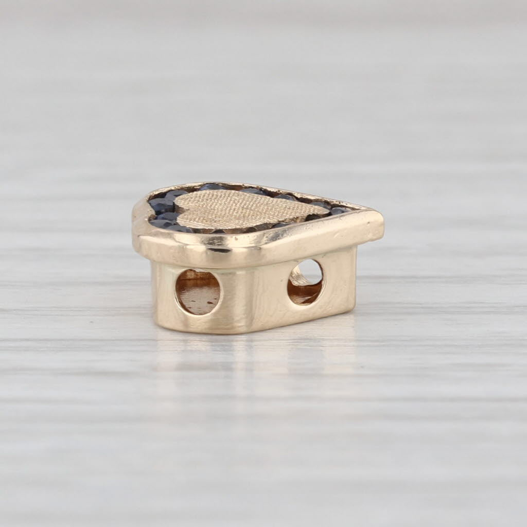 Richard Glatter 0.32ctw Blue Sapphire Heart Slide Bracelet Charm 14k Yellow Gold
