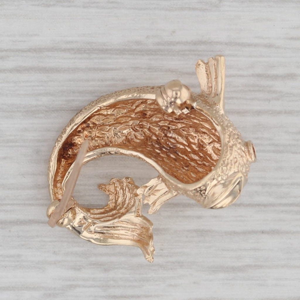 Gray Fish Pin 14k Yellow Gold Nautical Jewelry Brooch Lapel