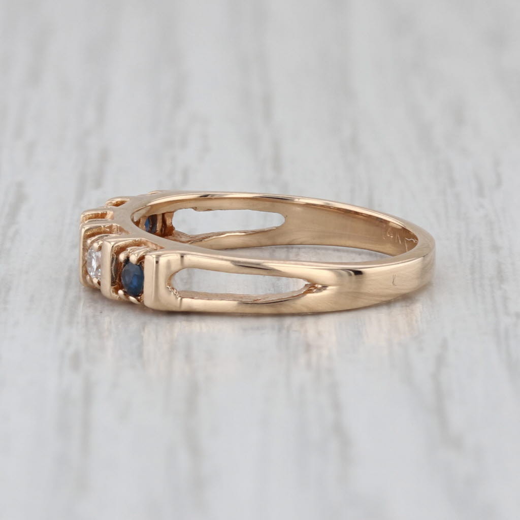 0.28ctw Blue Sapphire Diamond Ring 14k Yellow Gold Size 6.75 Stackable