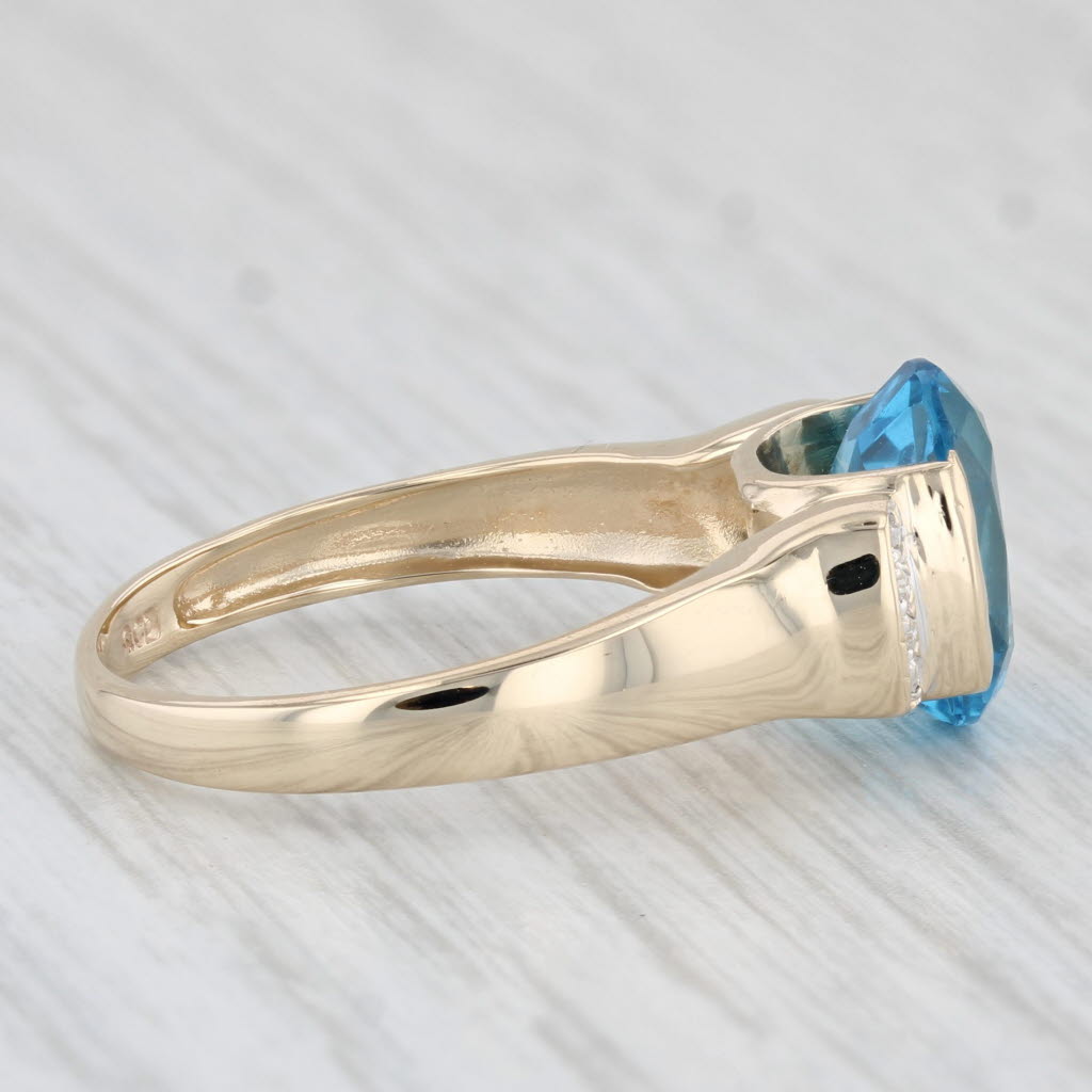 Light Gray 3.40ctw Oval Blue Topaz Diamond Ring 14k Yellow Gold Size 7.25
