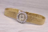 Gray Vintage Rolex 18k Gold Ladies Diamond Cocktail Watch Bucherer Papers Serviced