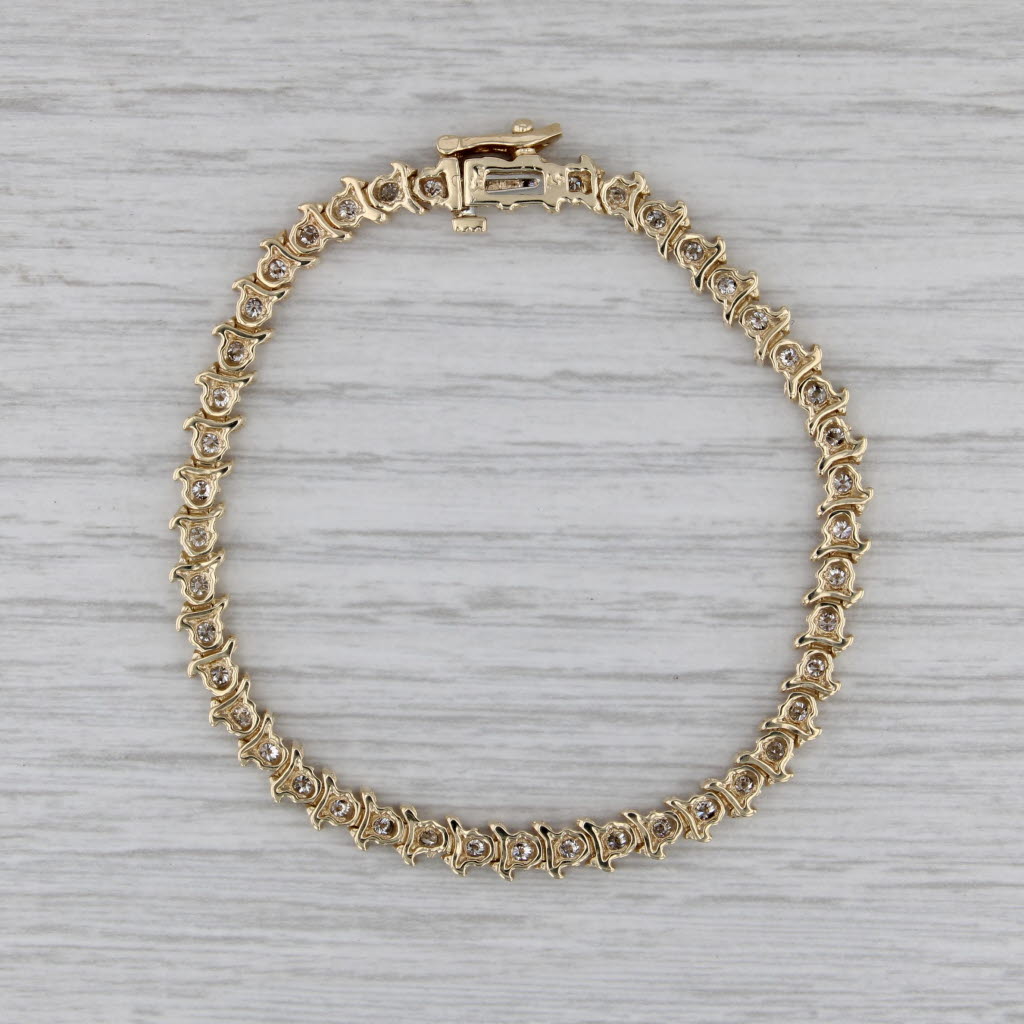 1.35ctw Diamond Tennis Bracelet 14k Yellow Gold 6.5" 4.9mm