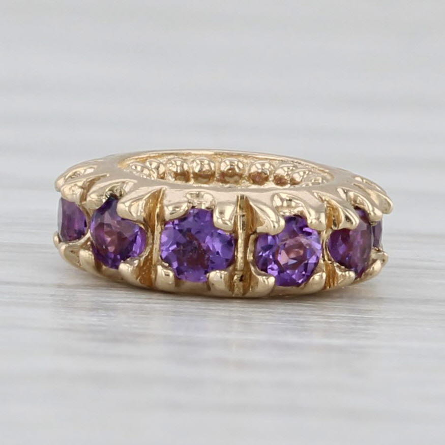 Light Gray Small 0.30ctw Amethyst Bead Spacer Charm 14k Yellow Gold Slide Rondel