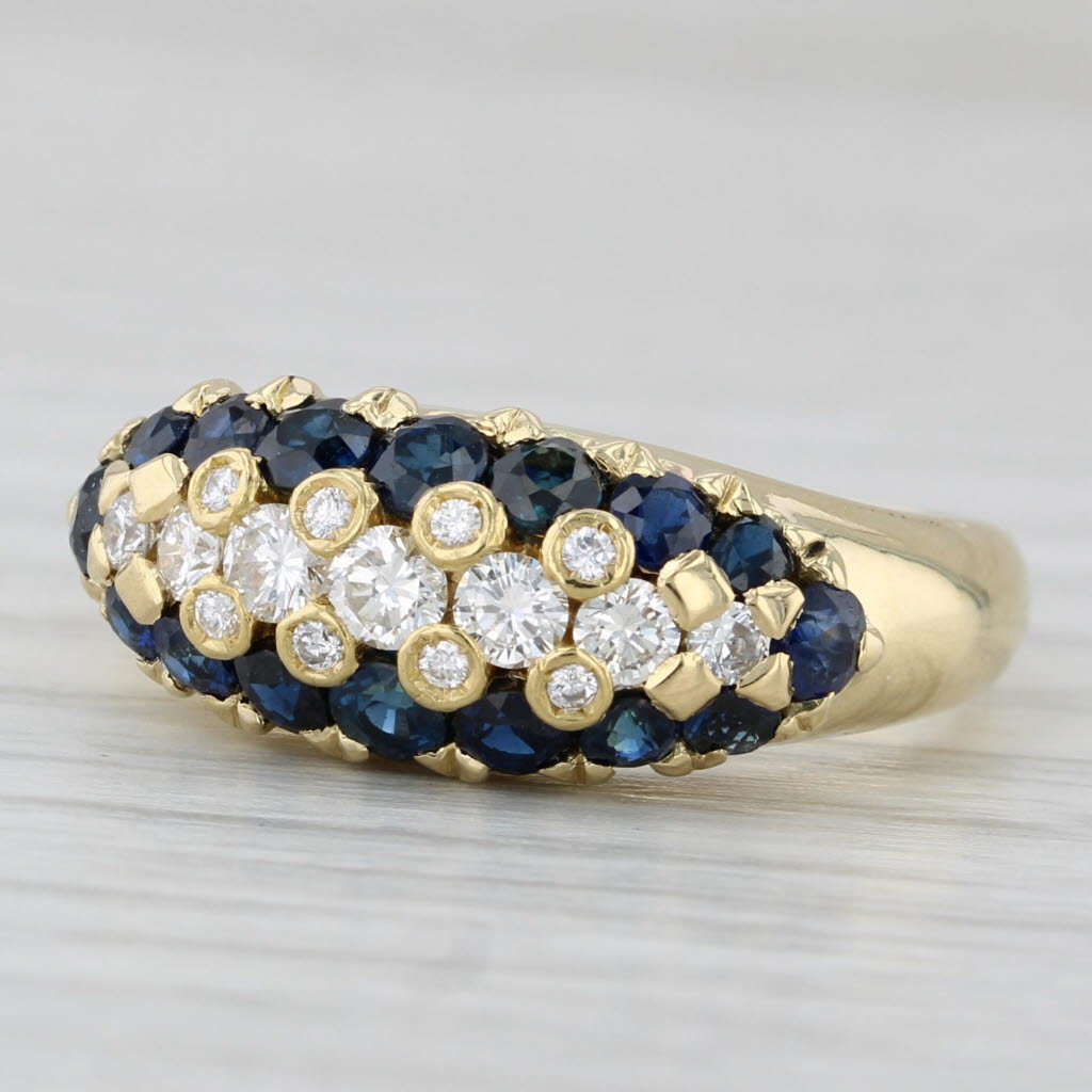 Light Gray 1.64ctw Blue Sapphire Diamond Ring 18k Yellow Gold Size 7.25