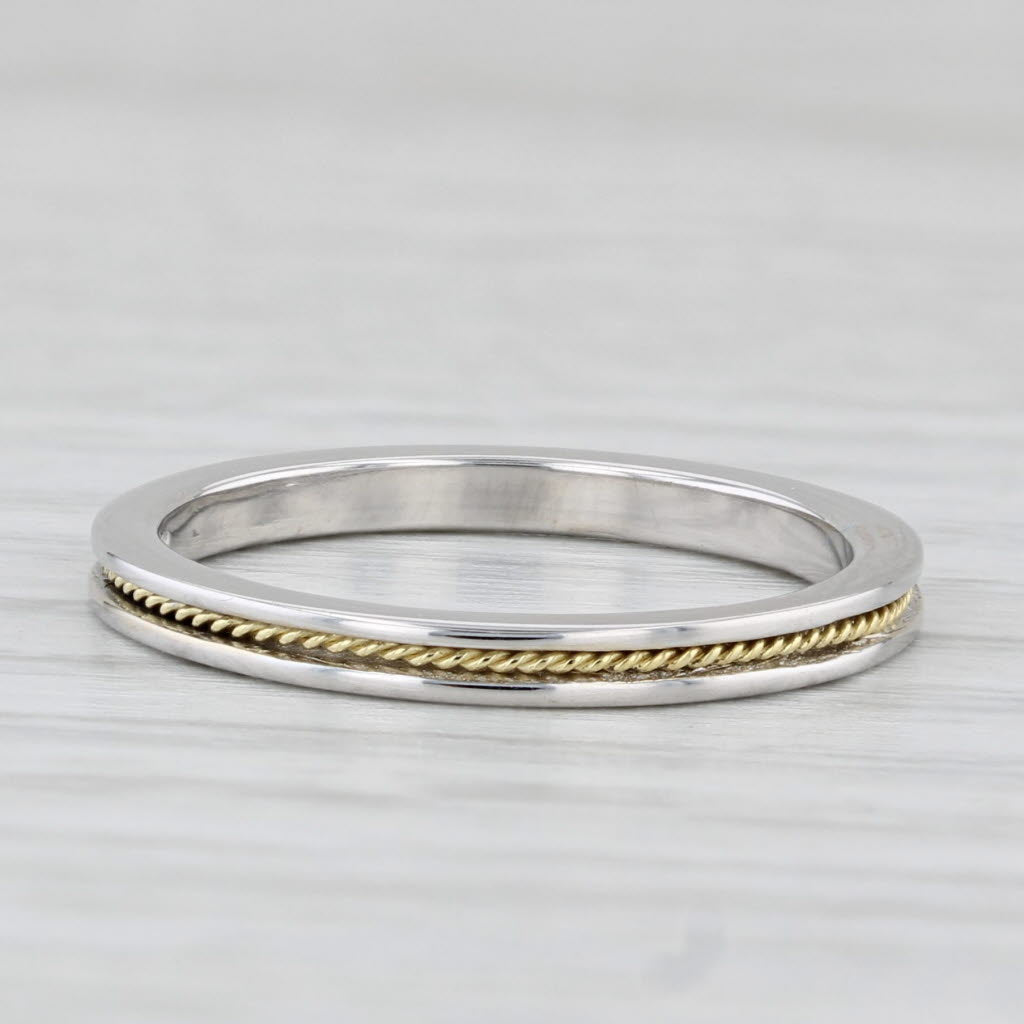 Light Gray Hidalgo 2-Toned Band 18k White Yellow Gold Size 6.5 Stackable Wedding Ring