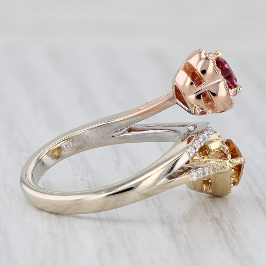 Light Gray 1.35ctw Citrine Tourmaline Diamond Hearts Bypass ing 18k Yellow Rose White Gold