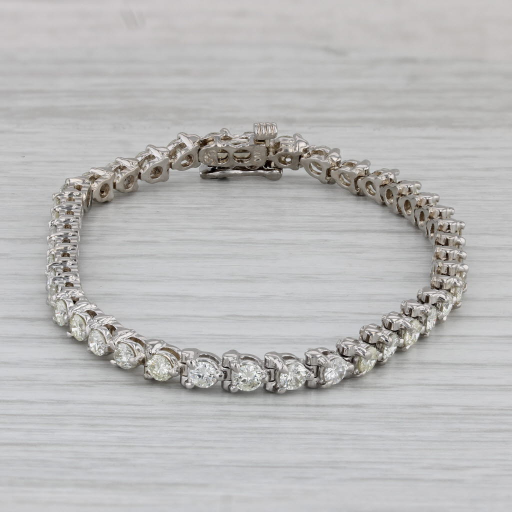 Gray 3.50ctw Diamond Tennis Bracelet 14k White Gold 6.75" 4.2mm