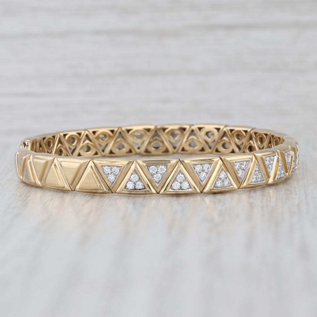 Marina B Triangolini 0.60ctw Diamond Bangle Cuff Bracelet 18k Gold Flexible