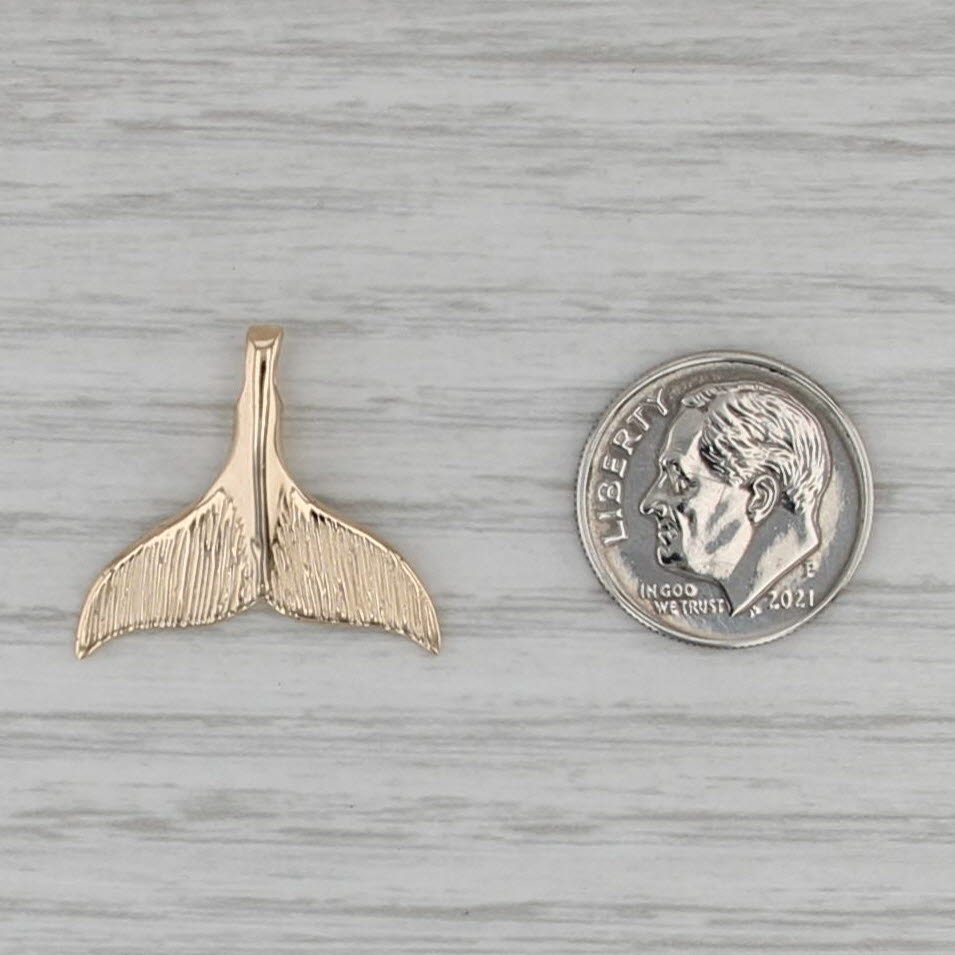 Whale Tail Pendant 14k Yellow Gold Nautical Jewelry