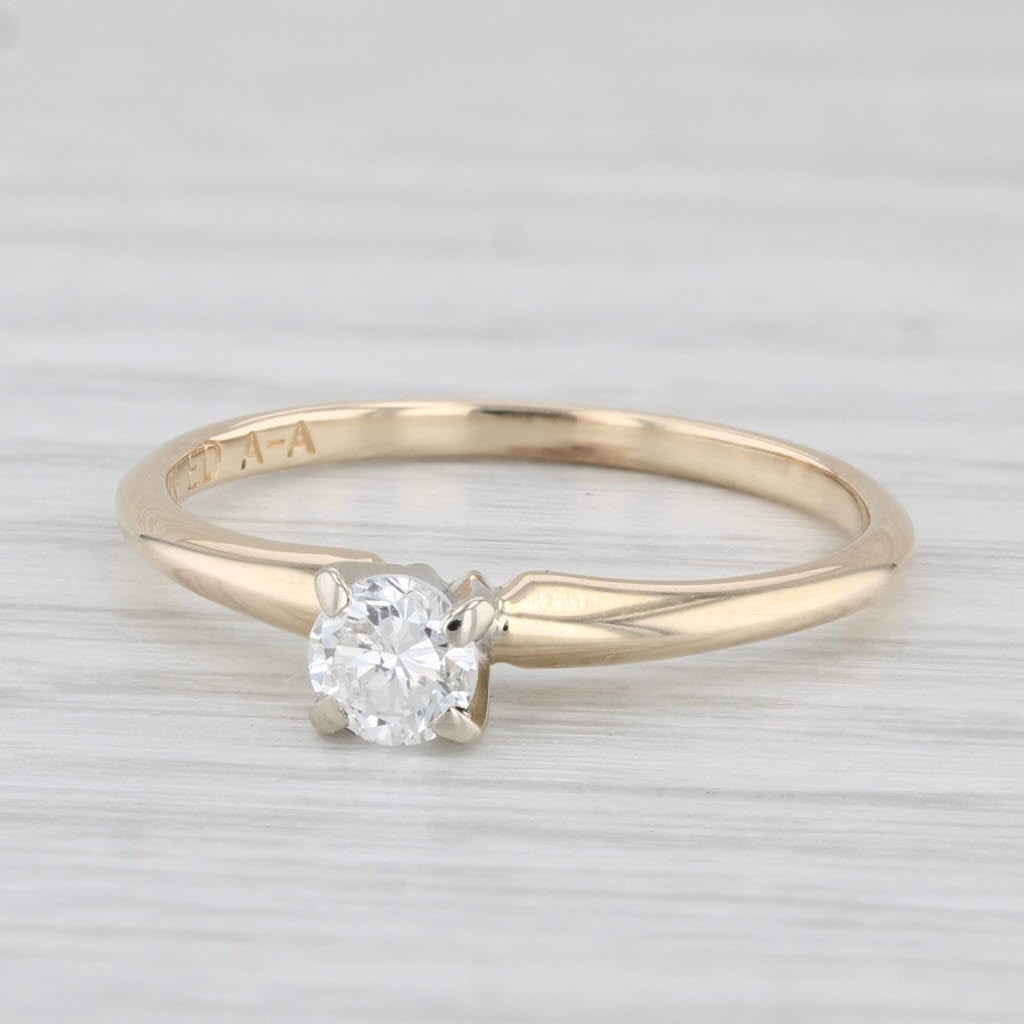 Light Gray 0.22ct Round Diamond Solitaire Engagement Ring 14k Yellow Gold Size 6