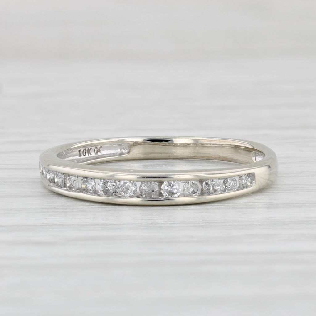 Light Gray 0.22ctw Diamond Wedding Band 10k White Gold Size 7.25 Stackable Ring