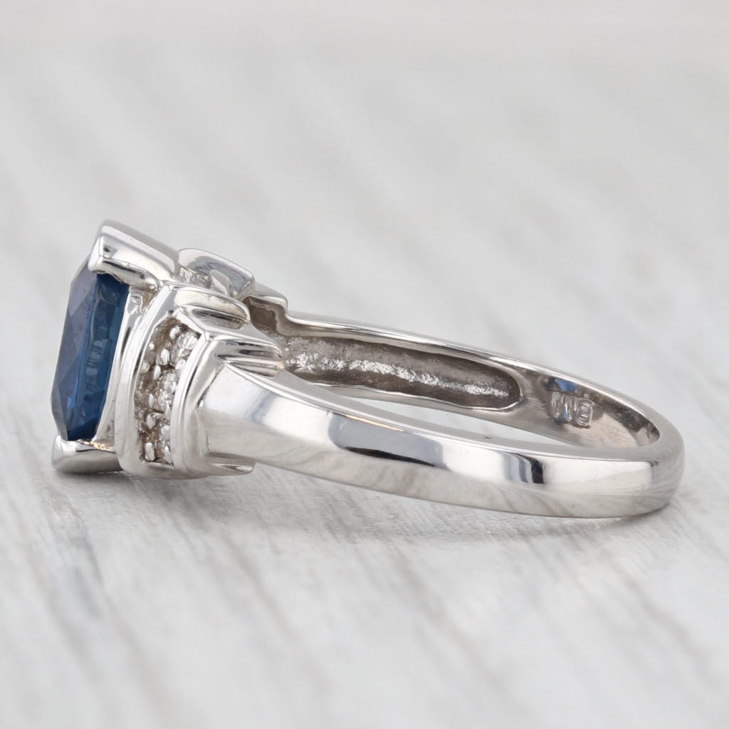 Light Gray 2.04ctw Blue Sapphire Diamond Ring 14k White Gold Size 6.5 Engagement