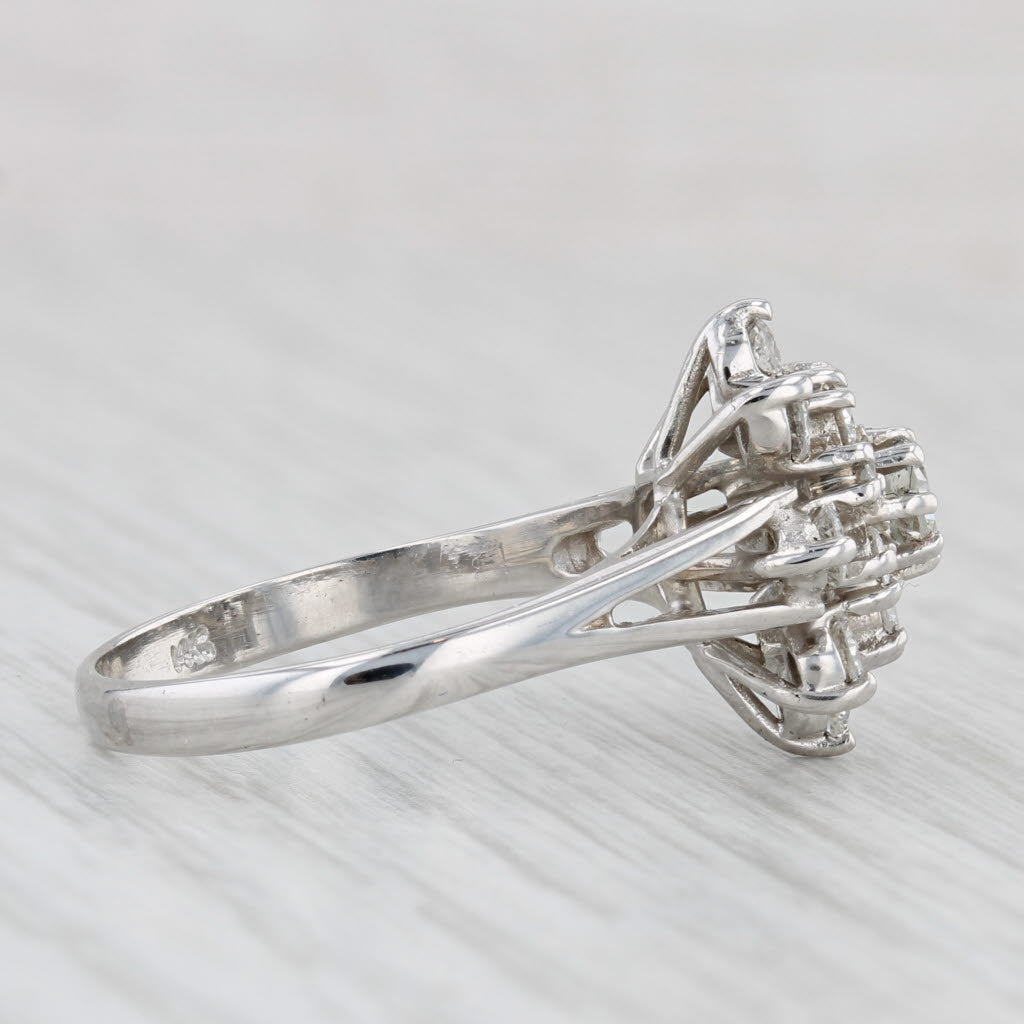 Light Gray 1ctw Diamond Flower Cluster Ring 14k White Gold Size 8