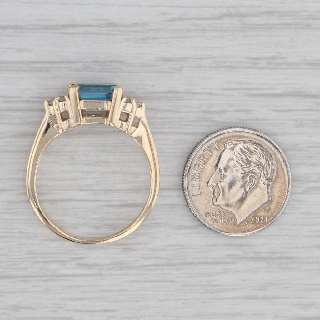 Gray 2.12ctw Blue Topaz Diamond Ring 10k Yellow Gold Size 8.5