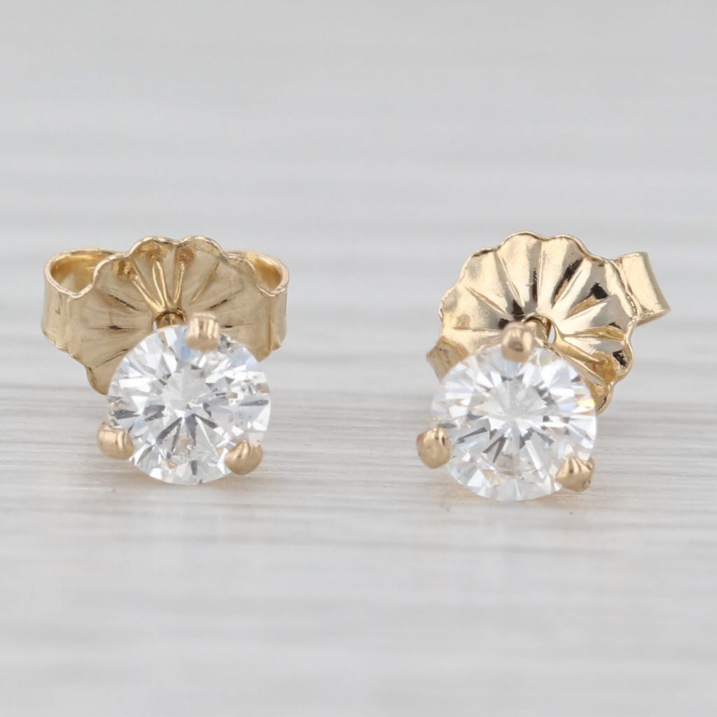 Light Gray 0.50ctw Diamond Round Solitaire Stud Earrings 14k Yellow Gold