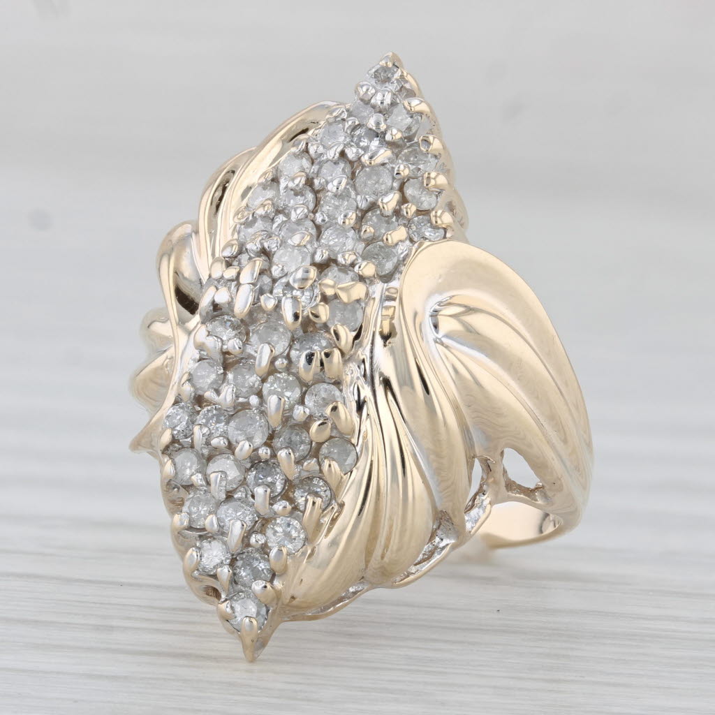 Light Gray 0.75ctw Diamond Cluster Ring 10k Yellow Gold Size 7 Cocktail