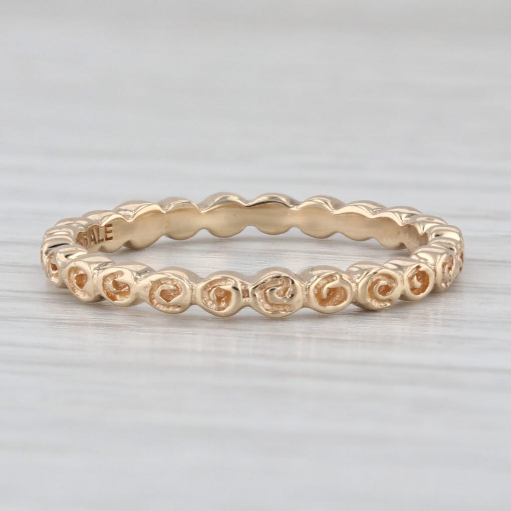 Authentic Pandora Small Roses Ring 150102 14k Yellow Gold Stackable Band 7.25 55