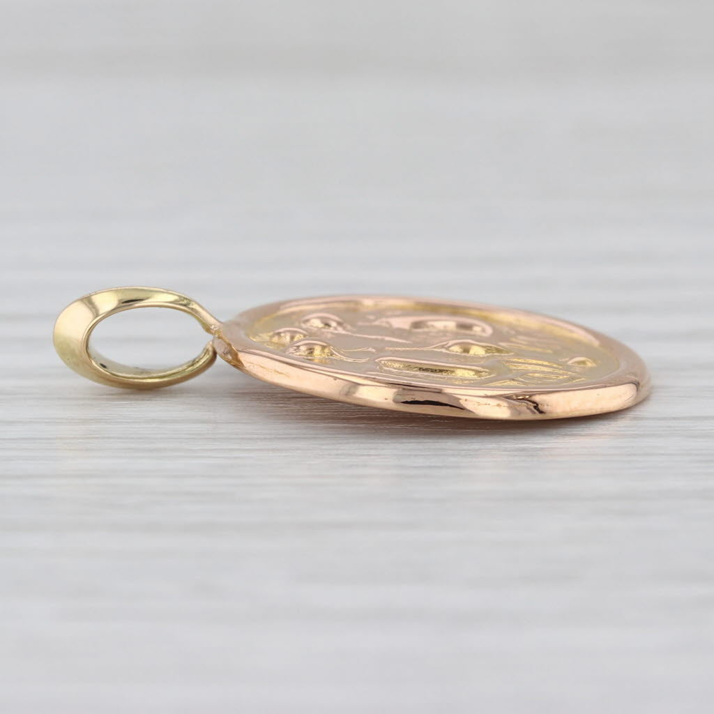 Figural Tribal Coin Pendant 21k Rose Yellow Gold Medallion Token